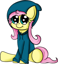 Size: 1454x1615 | Tagged: safe, artist:chibi95, fluttershy, pegasus, pony, clothes, hoodie, solo