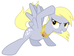 Size: 3950x3000 | Tagged: safe, artist:ready2fail, derpy hooves, pegasus, pony, princess twilight sparkle (episode), .ai available, .svg available, action pose, element of muffins, elements of harmony, female, high res, mare, muffin, necklace, simple background, sliding, solo, transparent background, vector