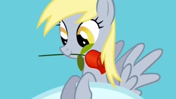 Size: 1920x1080 | Tagged: safe, screencap, derpy hooves, pegasus, pony, fall weather friends, female, flower, flower in mouth, mare, mouth hold, rose, rose in mouth, solo, underp, vector