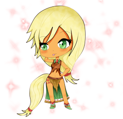 Size: 2550x2467 | Tagged: safe, artist:sumima, applejack, anthro, ambiguous facial structure, chibi, solo, tongue out