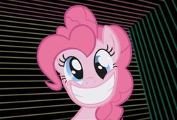 Size: 500x339 | Tagged: safe, pinkie pie, earth pony, pony, 80s, female, mare, max headroom, pink coat, pink mane, solo