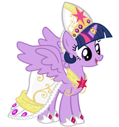 Size: 662x707 | Tagged: safe, artist:pixelkitties, derpibooru import, twilight sparkle, twilight sparkle (alicorn), alicorn, pony, female, mare, pope, popess, simple background, solo, transparent background