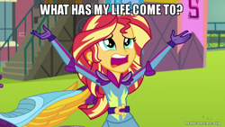 Size: 800x450 | Tagged: safe, sunset shimmer, equestria girls, friendship games, image macro, meme