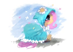 Size: 1158x818 | Tagged: safe, artist:cmaggot, fluttershy, pegasus, pony, cape, clothes, hood, solo