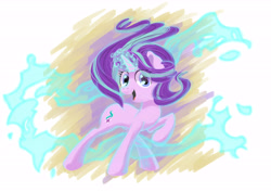 Size: 7016x4961 | Tagged: safe, artist:hananpacha, starlight glimmer, pony, unicorn, abstract background, absurd resolution, glowing horn, magic, smiling, solo