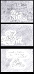 Size: 1150x2458 | Tagged: safe, artist:crade, fluttershy, pinkie pie, earth pony, pegasus, pony, comforting, crying, female, flutterpie, lesbian, monochrome, sad, shipping