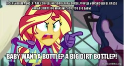 Size: 800x429 | Tagged: safe, edit, edited screencap, screencap, sci-twi, sunset shimmer, twilight sparkle, equestria girls, friendship games, caption, image macro, king of the hill, meme, quote, sunset yells at twilight