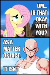 Size: 600x896 | Tagged: safe, fluttershy, pegasus, pony, dragon ball z, okay, swapped cutie marks, tien shinhan