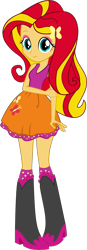 Size: 1387x4000 | Tagged: safe, artist:assassins-creed1999, fluttershy, sunset shimmer, equestria girls, boots, clothes, cute, palette swap, recolor, skirt, socks, tanktop