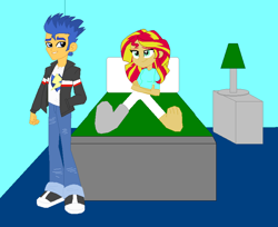 Size: 872x712 | Tagged: safe, artist:eli-j-brony, flash sentry, sunset shimmer, equestria girls, 1000 hours in ms paint, female, flashimmer, male, ms paint, shipping, straight