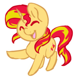 Size: 500x500 | Tagged: safe, artist:mondlichtkatze, sunset shimmer, pony, unicorn, animated, cute, eyes closed, frame by frame, open mouth, shaking, shimmerbetes, simple background, smiling, solo, squigglevision, transparent background