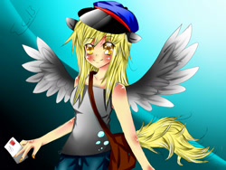 Size: 1600x1200 | Tagged: safe, artist:scootaloocuteness, derpy hooves, human, eared humanization, humanized, light skin, solo, tailed humanization, winged humanization