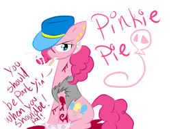 Size: 1600x1200 | Tagged: safe, artist:voidless-rogue, pinkie pie, earth pony, pony, cigarette, gangsta, hat, smoking, solo