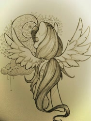 Size: 960x1280 | Tagged: safe, artist:pixelai8ou, fluttershy, pegasus, pony, female, mare, solo, traditional art