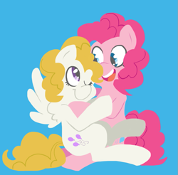 Size: 791x779 | Tagged: safe, artist:coggler, pinkie pie, surprise, earth pony, pegasus, pony, female, hug, mare