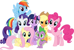 Size: 13349x9000 | Tagged: safe, artist:mactavish1996, derpibooru import, applejack, fluttershy, pinkie pie, rainbow dash, rarity, spike, twilight sparkle, twilight sparkle (alicorn), alicorn, dragon, earth pony, pegasus, pony, unicorn, absurd resolution, female, mane seven, mane six, mare, photo, smiling