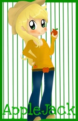 Size: 719x1111 | Tagged: safe, artist:mylittlerennie, applejack, clothes, female, humanized, solo