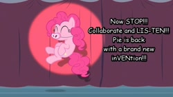 Size: 640x360 | Tagged: safe, pinkie pie, earth pony, pony, lyrics, music, piggie pie, solo, vanilla ice