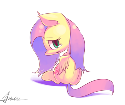 Size: 3424x2872 | Tagged: safe, artist:jggjqm522, fluttershy, pegasus, pony, female, mare, pink mane, solo, yellow coat