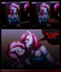 Size: 1280x1500 | Tagged: safe, artist:sergiroth, pinkie pie, anthro, bathroom, comic, crossover, duality, inner demons, megadeth, mirror, pinkamena diane pie, reference, sink, song reference