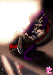 Size: 737x1040 | Tagged: safe, artist:viroveteruscy, rarity, anthro, alternate hairstyle, chair, clothes, necklace, sitting, solo