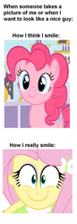 Size: 704x2036 | Tagged: safe, fluttershy, pinkie pie, equestria girls, happyshy, meme, smiling, text