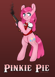 Size: 1000x1400 | Tagged: safe, artist:neuropone, pinkie pie, pony, bipedal, gun, pinkamena diane pie, shotgun, solo