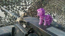 Size: 1246x700 | Tagged: safe, pinkie pie, gun, irl, military, photo, toy