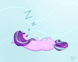 Size: 1280x1014 | Tagged: safe, artist:wolly-dream, starlight glimmer, pony, unicorn, floppy ears, lying down, on side, sleeping, solo, zzz