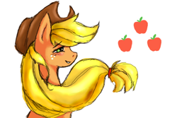 Size: 600x400 | Tagged: safe, artist:edlynette, applejack, earth pony, pony, female, mare, simple background, solo