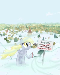 Size: 800x1000 | Tagged: safe, artist:mozgan, derpy hooves, pegasus, pony, crayon, female, mare, scrunchy face, snow, solo