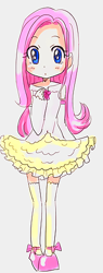 Size: 189x500 | Tagged: safe, artist:kurumierika, fluttershy, breasts, clothes, delicious flat chest, dress, flattershy, humanized, skinny, solo