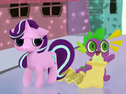 Size: 1024x768 | Tagged: safe, artist:tamaraoftammyland, spike, starlight glimmer, dragon, pony, unicorn, crystal empire, duo, scroll