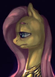 Size: 752x1062 | Tagged: dead source, safe, artist:elkaart, fluttershy, pegasus, pony, dark, profile, solo