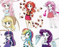 Size: 2560x2048 | Tagged: safe, artist:ritalux, derpibooru import, applejack, fluttershy, pinkie pie, rainbow dash, rarity, sci-twi, sunset shimmer, twilight sparkle, better together, equestria girls, concept art, eqg promo pose set, humane five, humane seven, humane six, official, official art