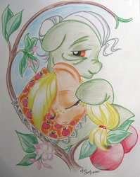 Size: 1746x2194 | Tagged: safe, artist:misschang, applejack, granny smith, earth pony, pony, female, mare