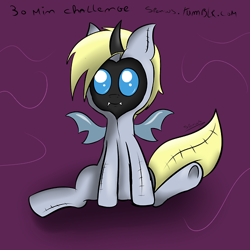 Size: 500x500 | Tagged: safe, artist:spenws, derpy hooves, changeling, pegasus, pony, 30 minute art challenge, clothes, female, footed sleeper, mare, pajamas, solo