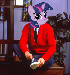 Size: 584x624 | Tagged: safe, derpibooru import, twilight sparkle, mister rogers, twiface, wrong neighborhood