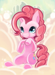 Size: 617x837 | Tagged: safe, artist:usappy-barkhaward, pinkie pie, earth pony, pony, female, sitting, smiling, solo