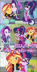 Size: 1024x1961 | Tagged: safe, artist:spottedlions, edit, sci-twi, starlight glimmer, sunset shimmer, twilight sparkle, equestria girls, mirror magic, spoiler:eqg specials, female, lesbian, magical trio, scitwishimmer, shipping, spanish, sunsetsparkle