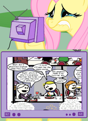 Size: 511x700 | Tagged: safe, fluttershy, pegasus, phoenix, pony, elan, exploitable meme, fluttercry, haley starshine, tarquin, the order of the stick, tv meme