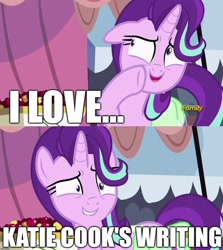 Size: 1256x1406 | Tagged: safe, edit, edited screencap, idw, screencap, starlight glimmer, pony, rock solid friendship, comic drama, drama, exploitable meme, idw drama, image macro, katie cook, meme, starlight's confessions