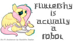 Size: 2560x1440 | Tagged: safe, artist:rainb0wdashie, fluttershy, pegasus, pony, robot, flutterbot, solo