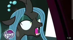 Size: 828x459 | Tagged: safe, screencap, queen chrysalis, changeling, changeling queen, the mean 6, faic, solo