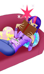 Size: 692x1153 | Tagged: safe, artist:groovyfish, derpibooru import, spike, twilight sparkle, book, humanized, solo