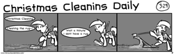 Size: 1280x404 | Tagged: safe, artist:tetrapony, derpy hooves, pegasus, pony, comic:the daily derp, christmas cleanins daily, comic, female, mare, monochrome