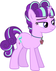 Size: 1599x2040 | Tagged: safe, artist:starryoak, starlight glimmer, pony, unicorn, alternate hairstyle, alternate universe, anger magic, jewelry, lidded eyes, magic, miracleverse, necklace, simple background, solo, transparent background