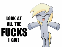 Size: 860x649 | Tagged: safe, artist:alfa995, derpy hooves, pegasus, pony, female, look at all the fucks i give, mare, solo, vulgar