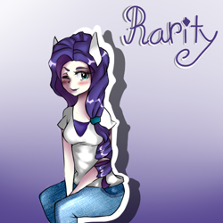 Size: 500x500 | Tagged: safe, artist:rosaalma, rarity, human, eared humanization, humanized, light skin, solo