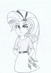 Size: 748x1067 | Tagged: safe, artist:jakubw25, rarity, equestria girls, monochrome, solo